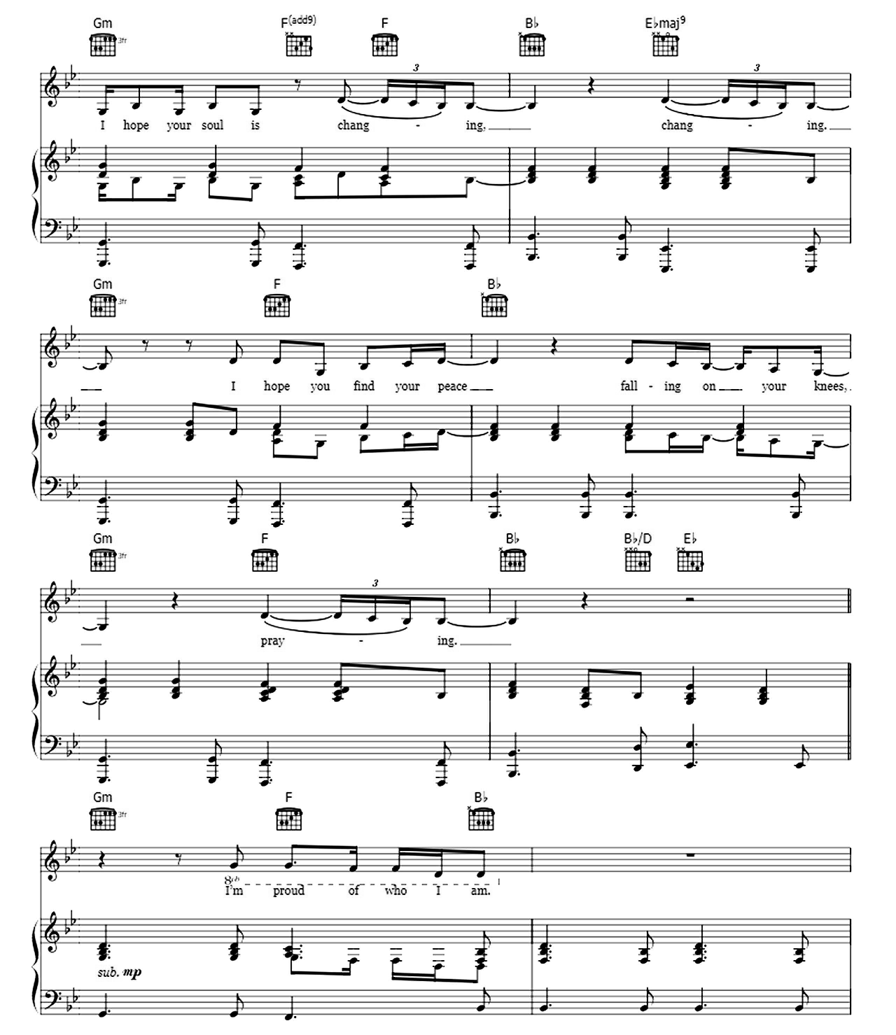 Praying sheet music 3