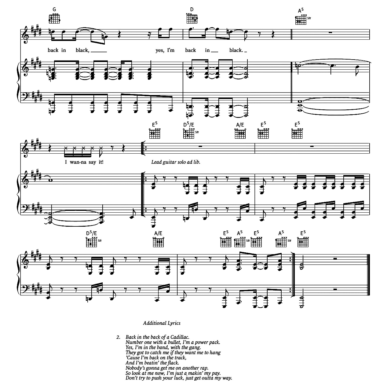 Back In Black sheet music 6
