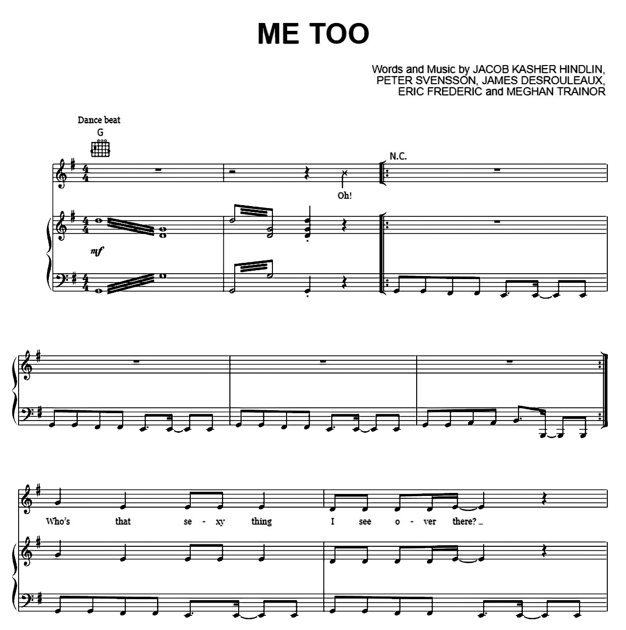 Me Too sheet music