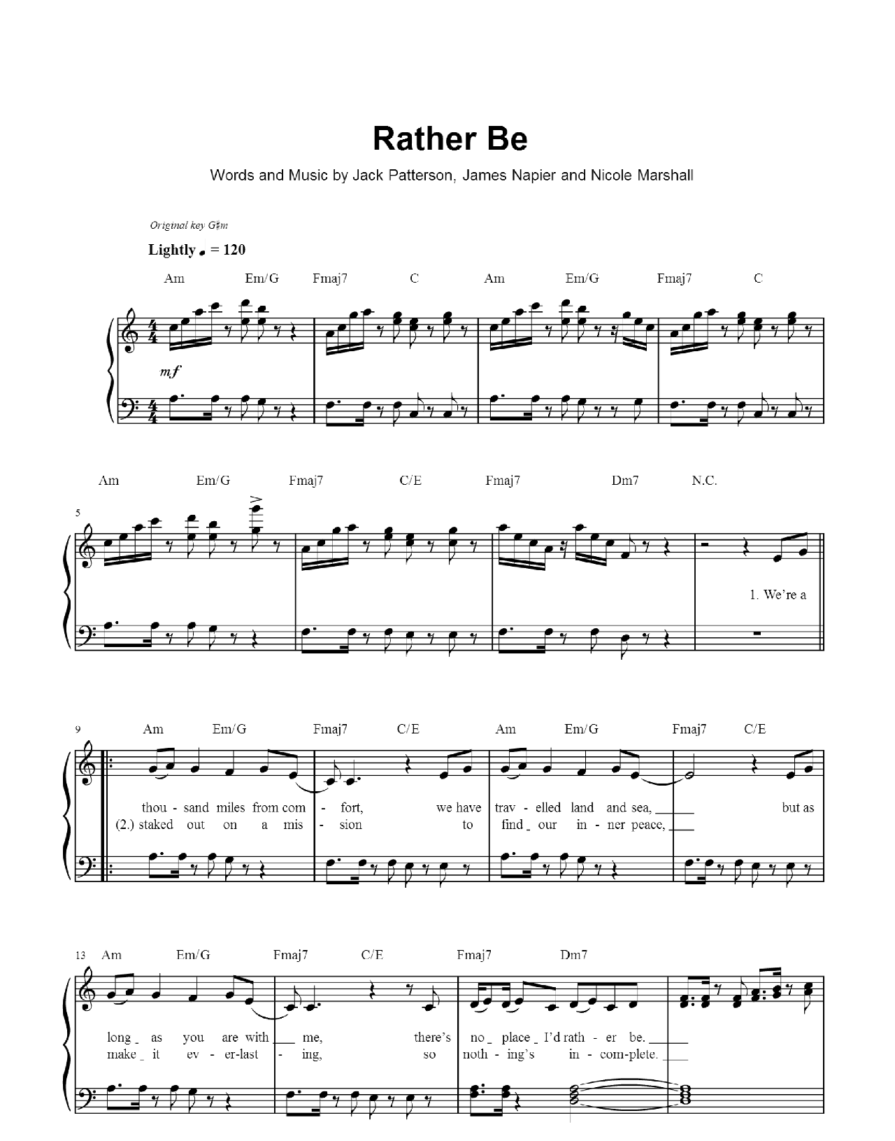 Rather Be sheet music