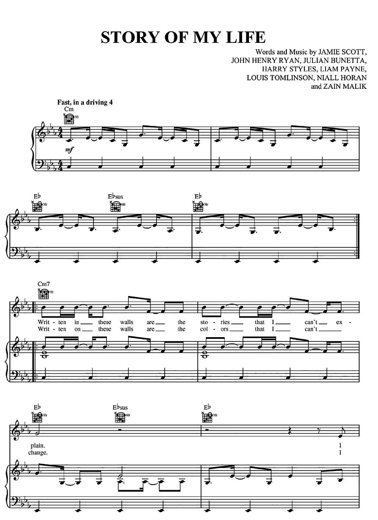 Story Of My Life sheet music