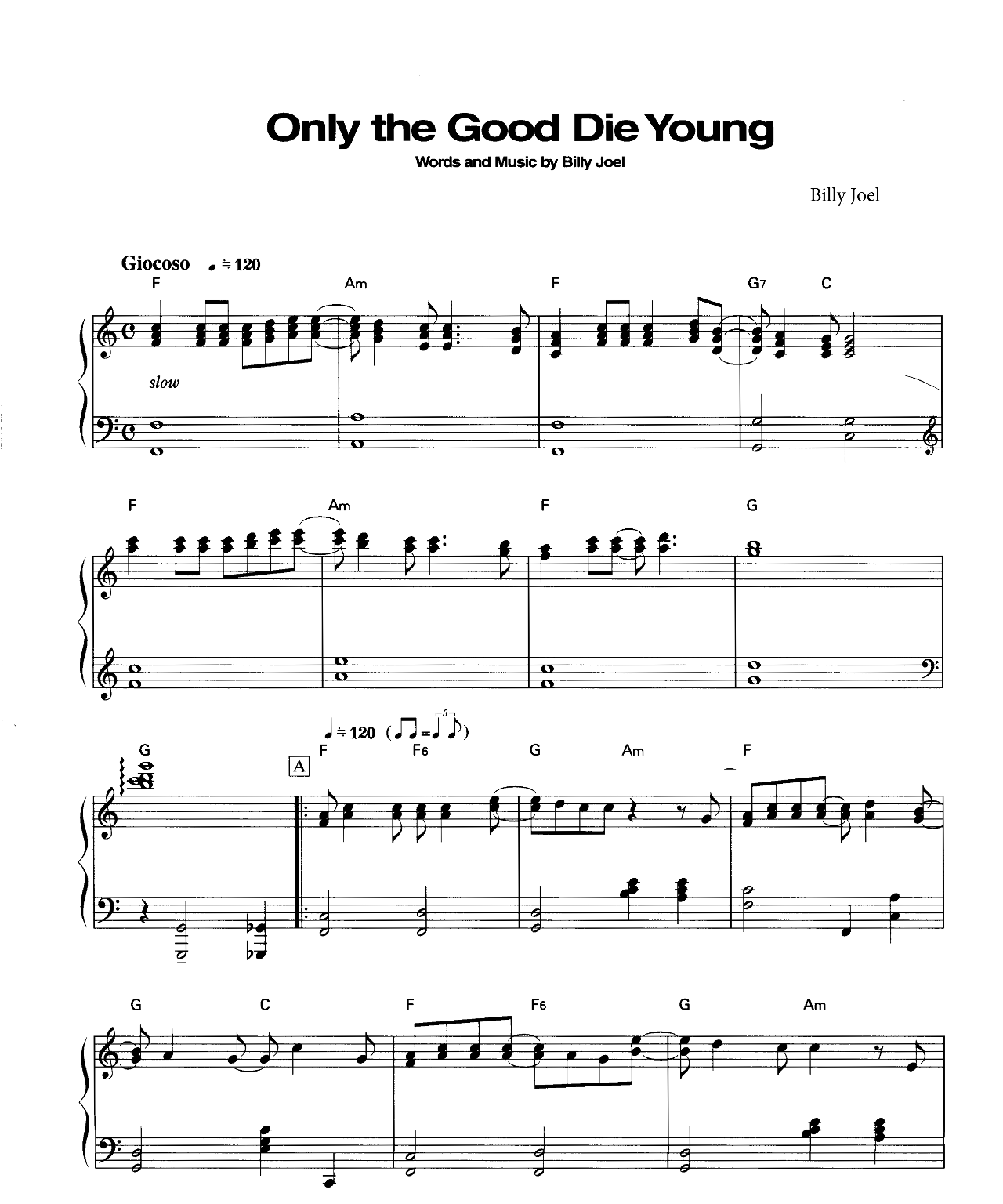 Only The Good Die Young sheet music