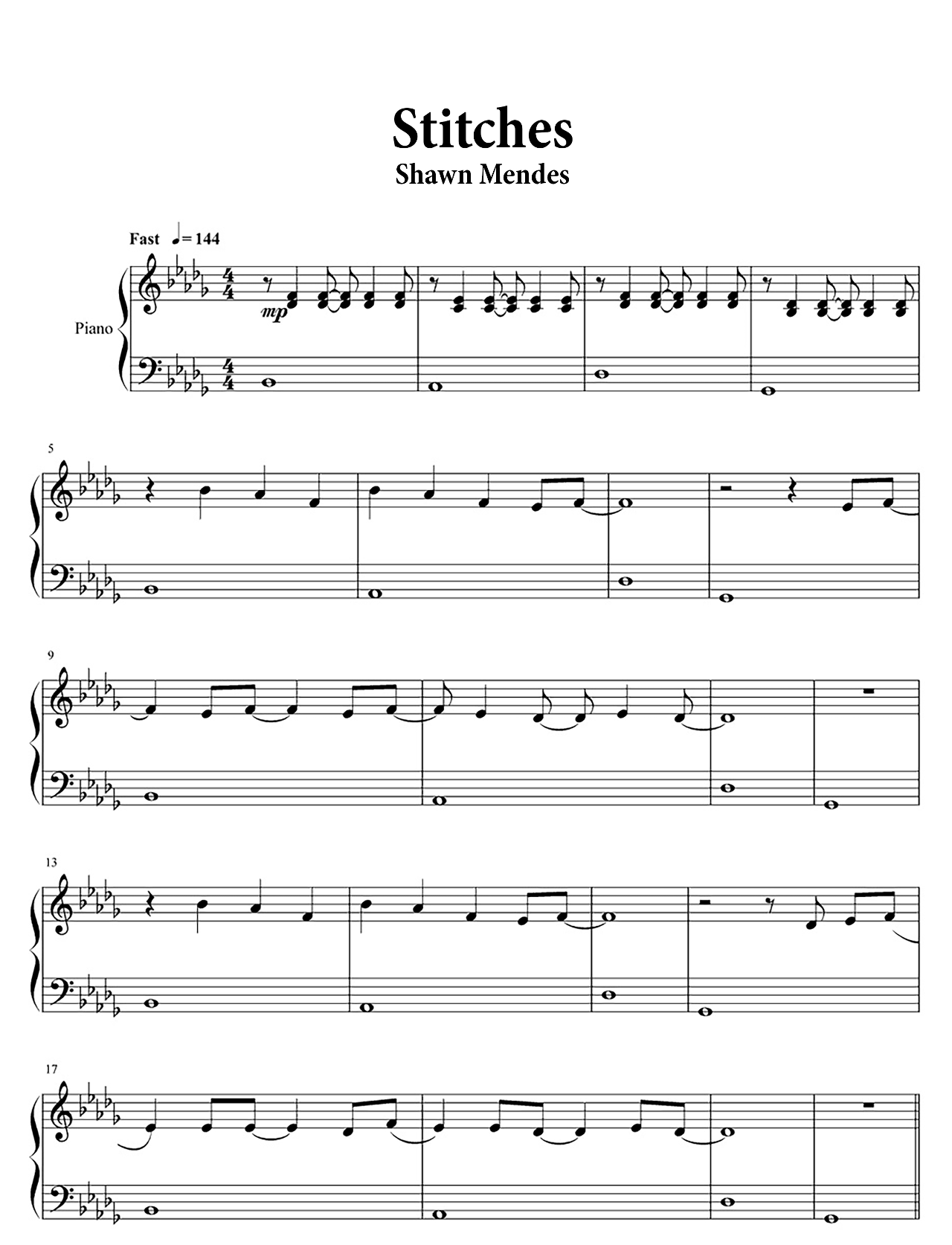 Stitches sheet music