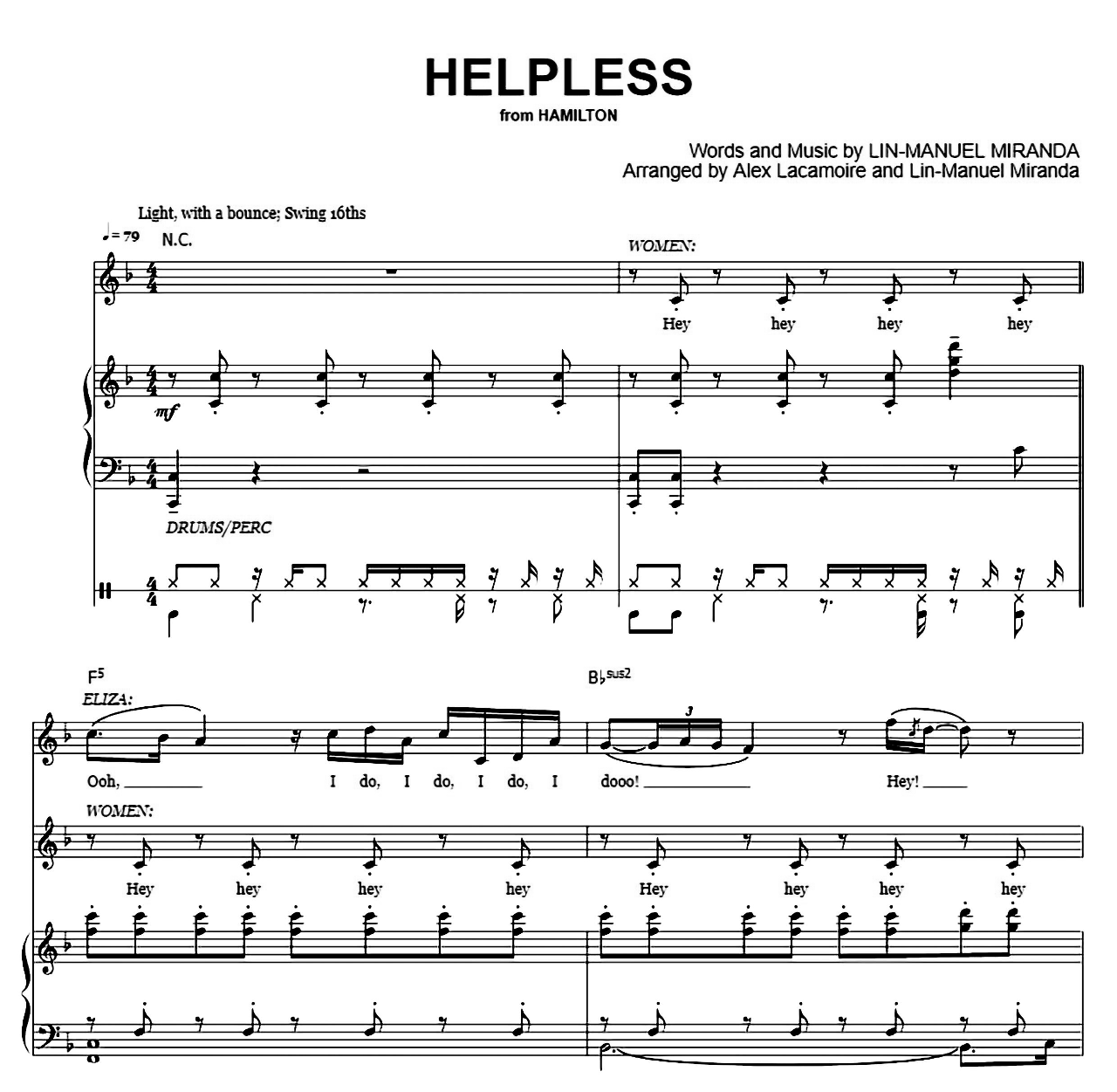 Helpless (from Hamilton) sheet music