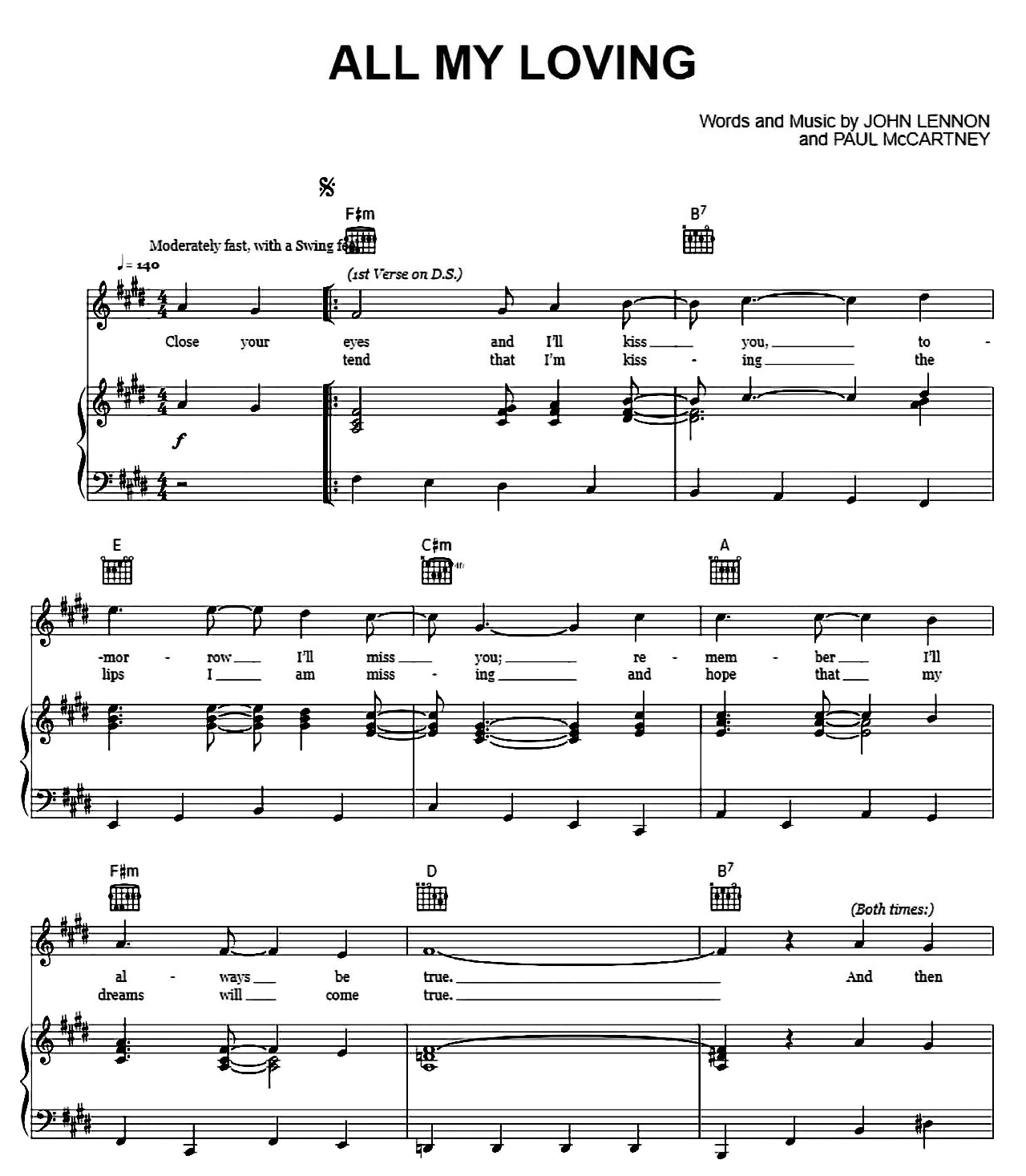 All My Loving sheet music