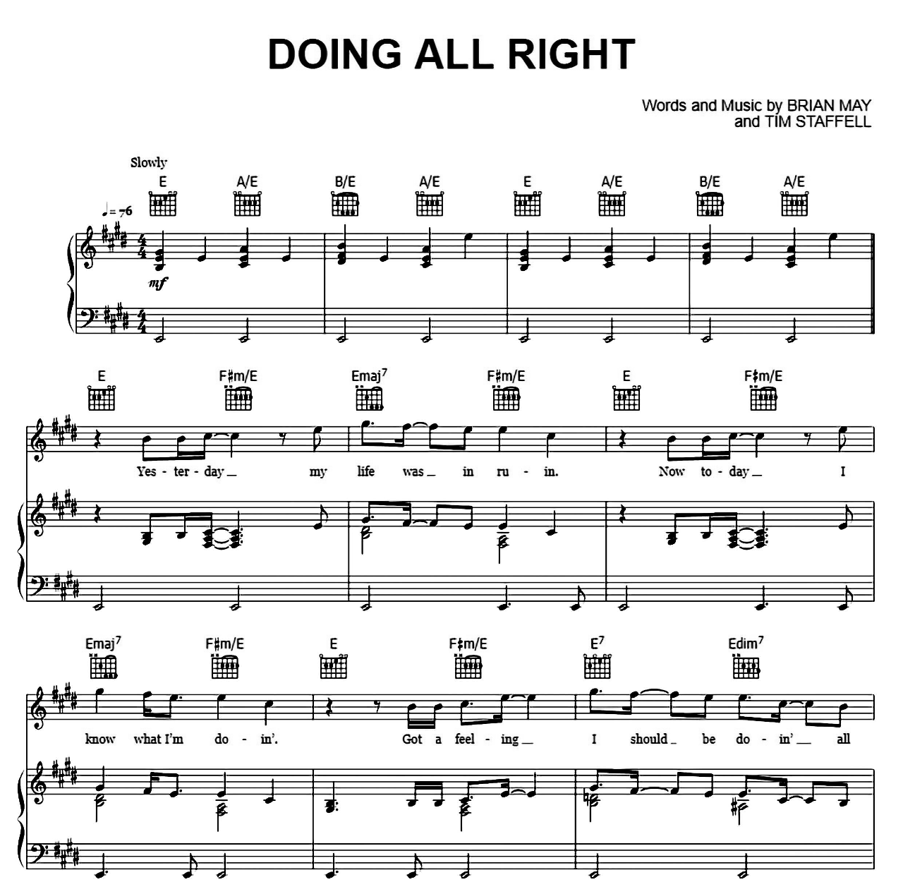 Doing All Right sheet music