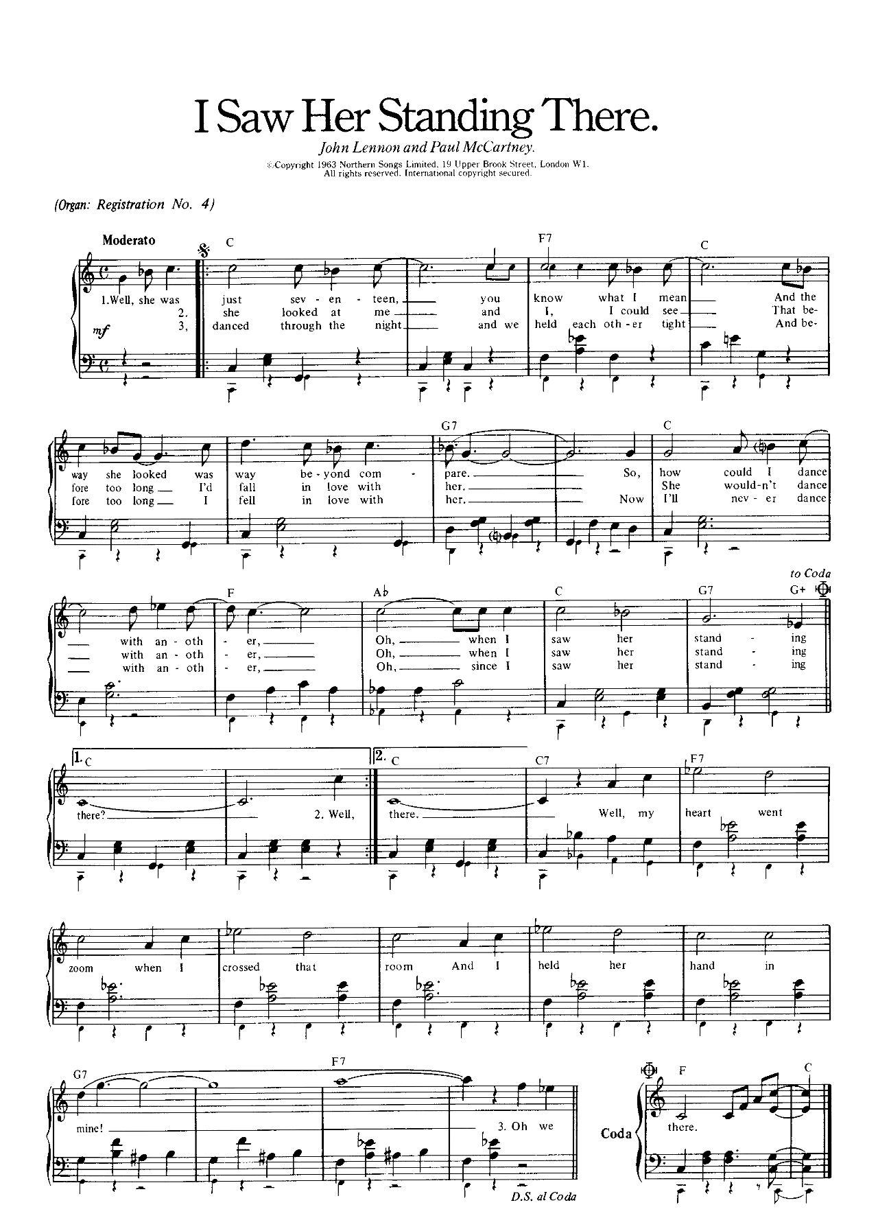 I Saw Her Standing There sheet music