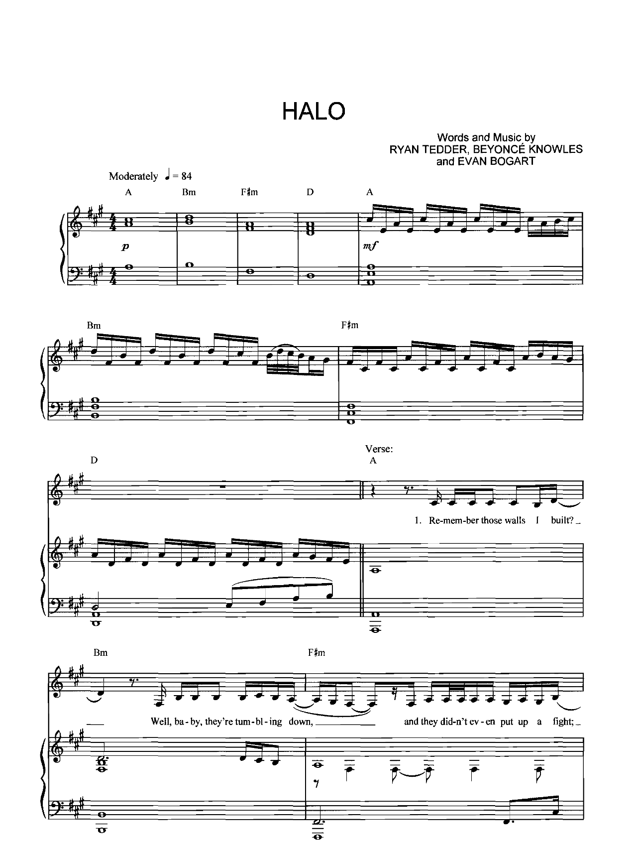 Halo sheet music