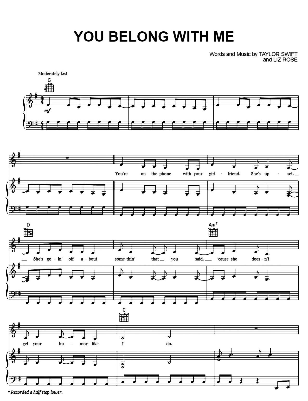 You Belong With Me sheet music