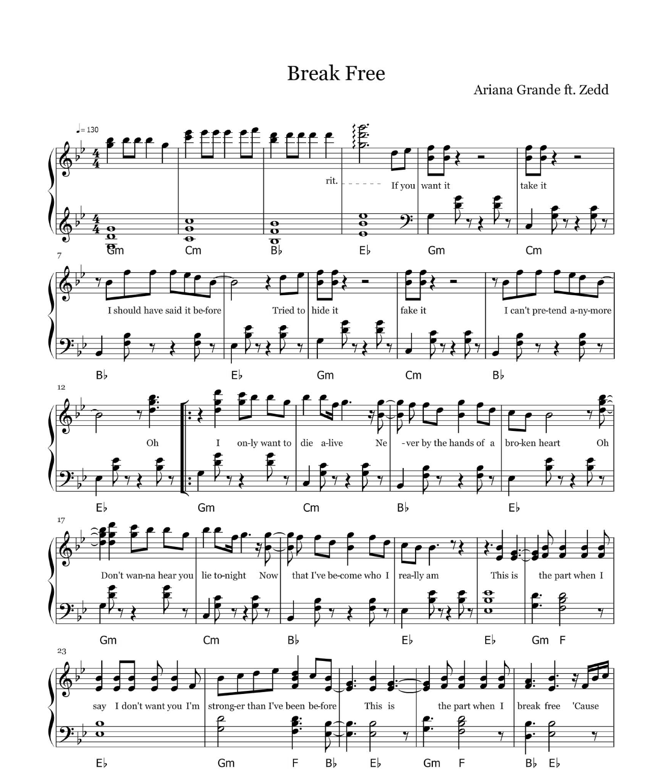 Break Free sheet music