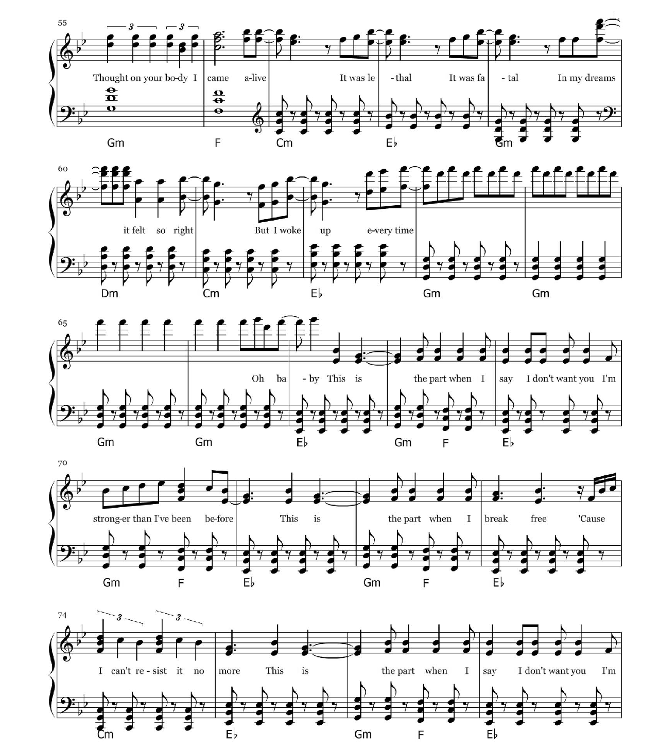 Break Free sheet music 3
