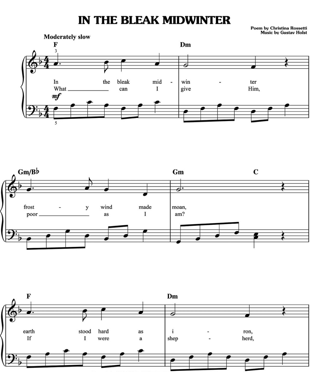In The Bleak Midwinter sheet music
