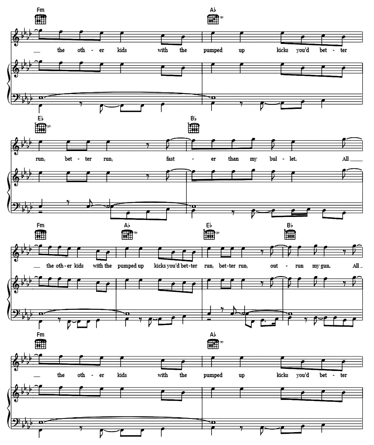 Pumped Up Kicks sheet music 3