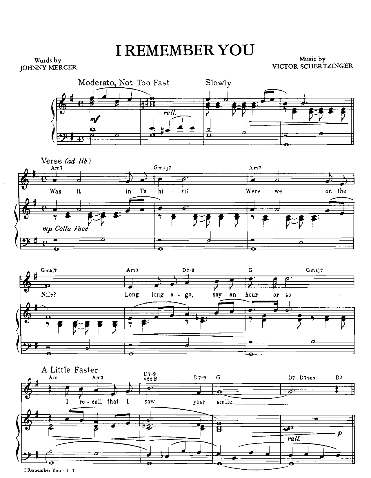 I Remember You sheet music
