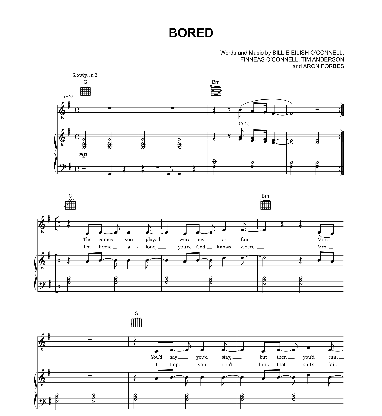 Bored sheet music