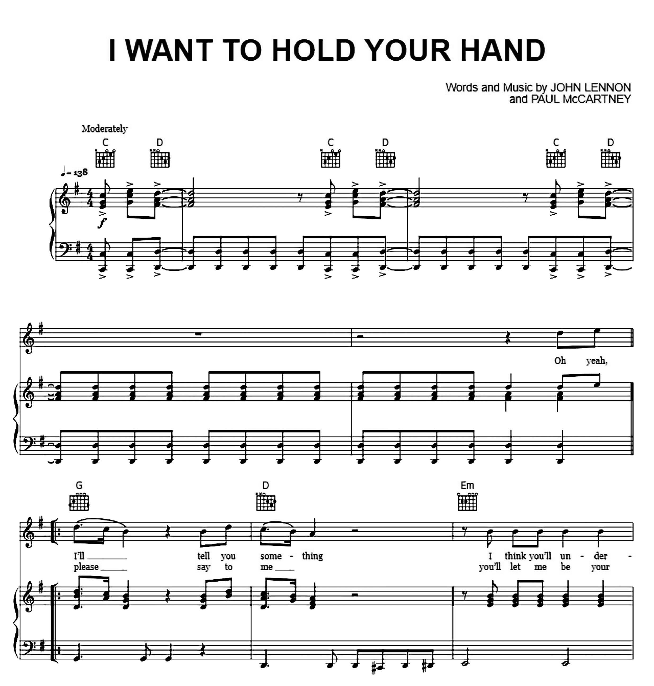 I Want To Hold Your Hand sheet music