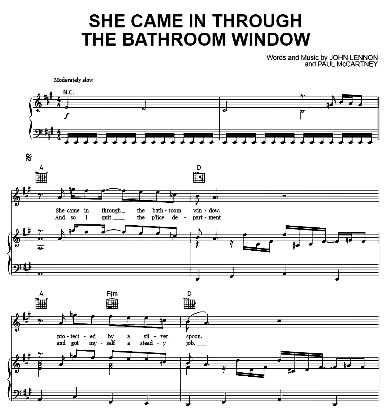 She Came In Through The Bathroom Window sheet music