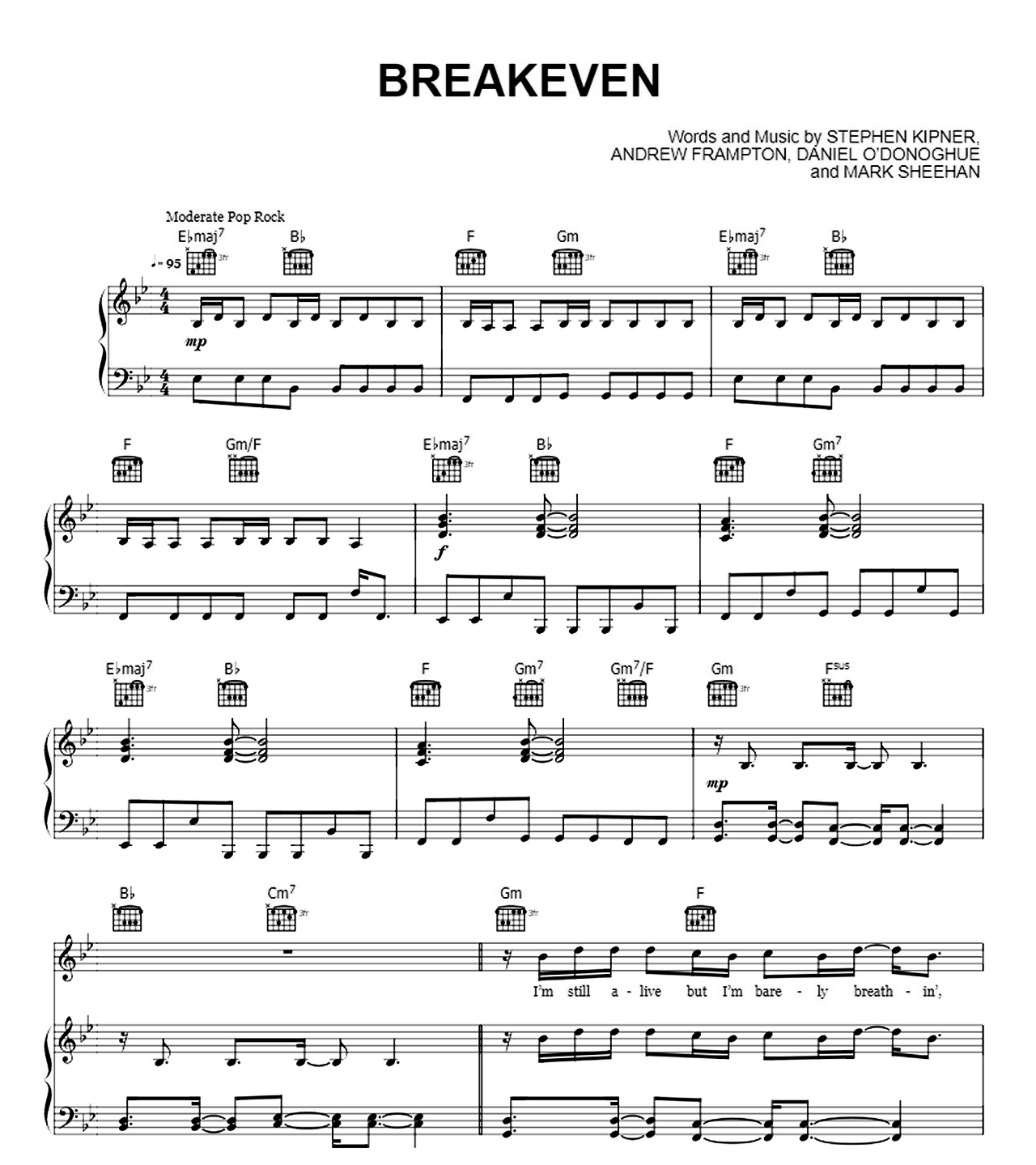Breakeven sheet music