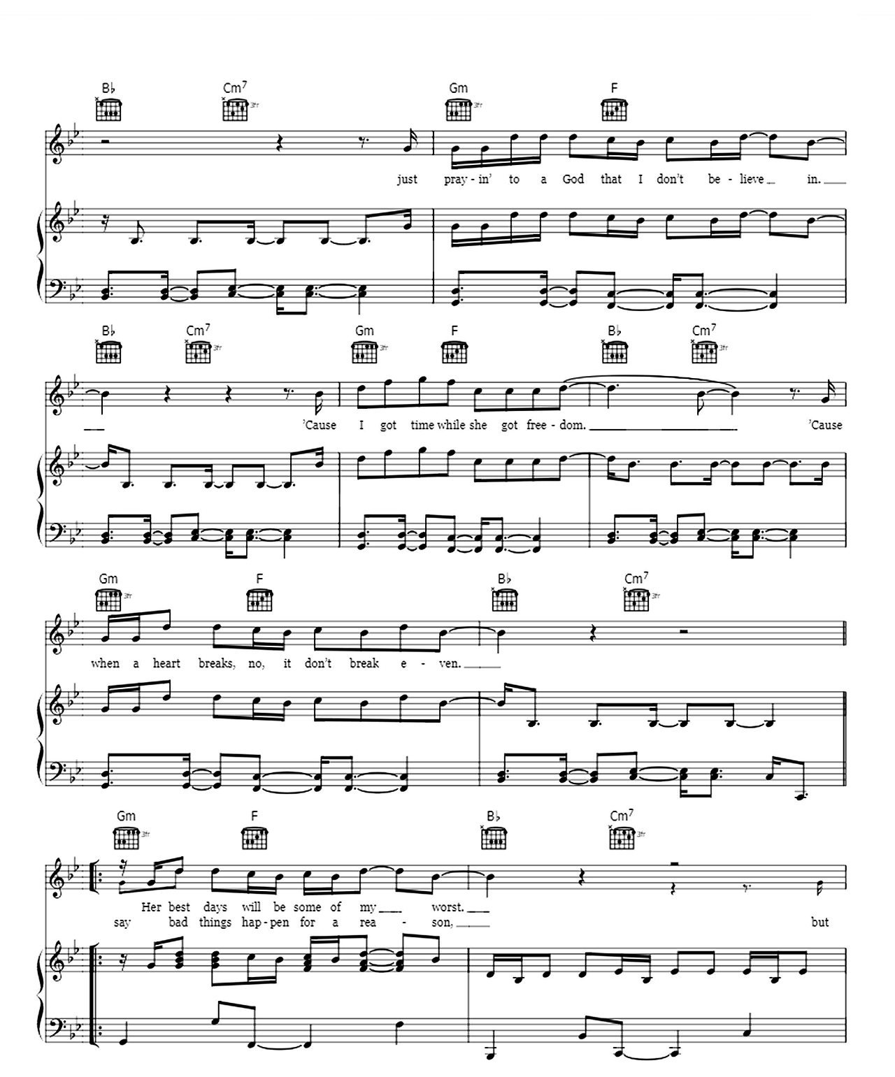 Breakeven sheet music 2