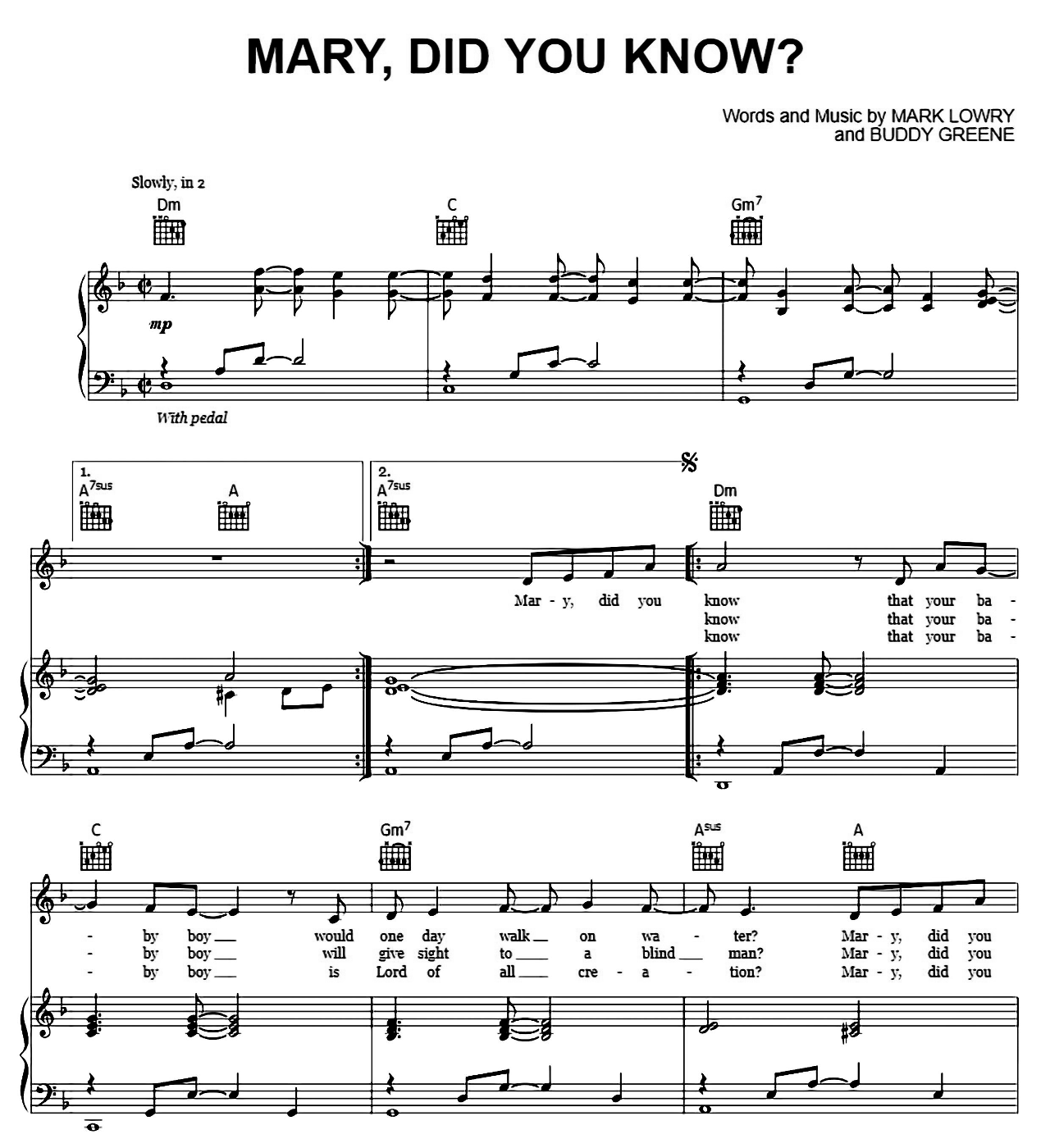 Mary Did You Know sheet music