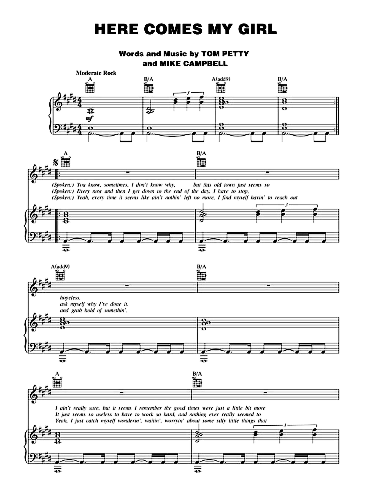 Here Comes My Girl sheet music