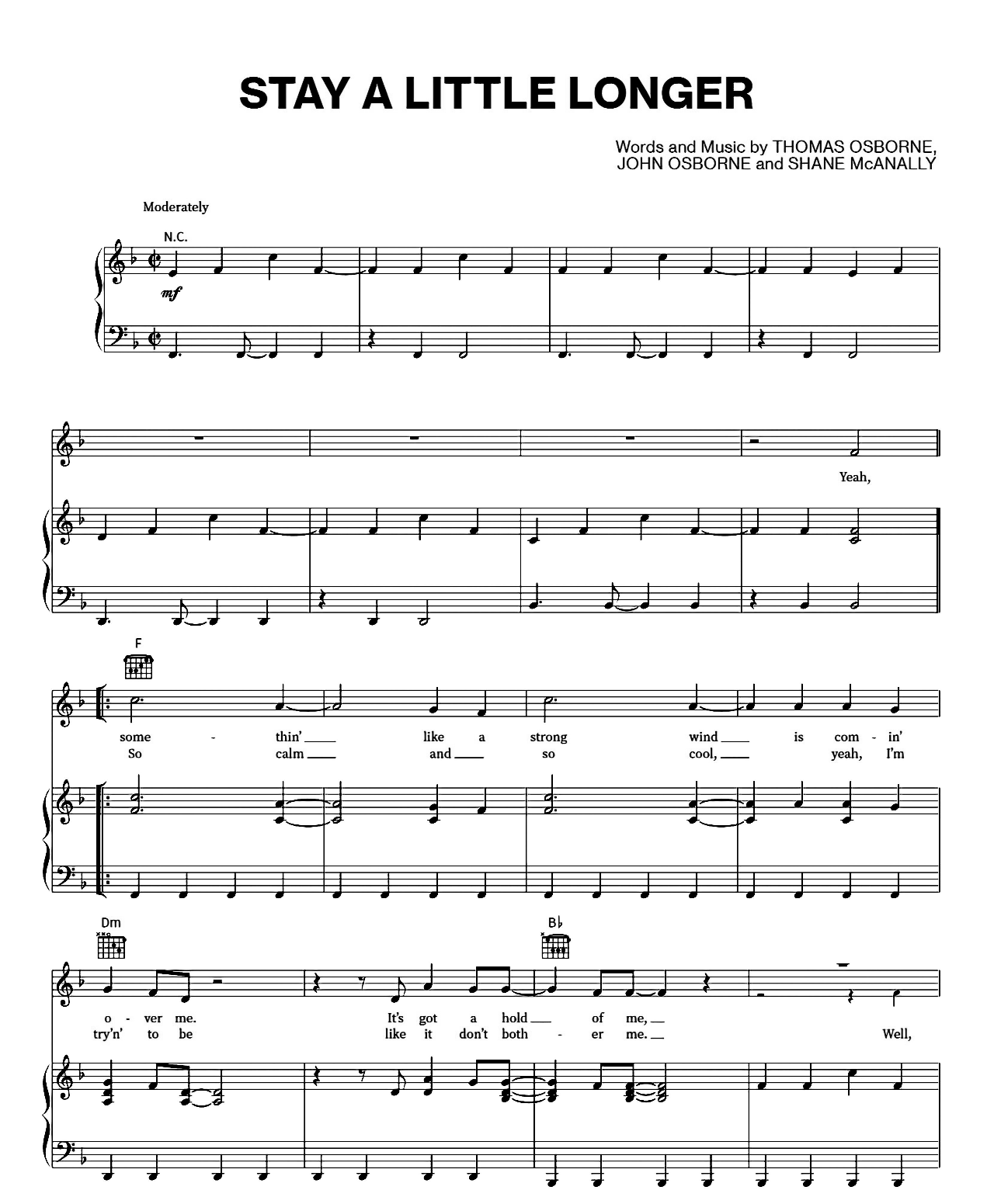 Stay A Little Longer sheet music