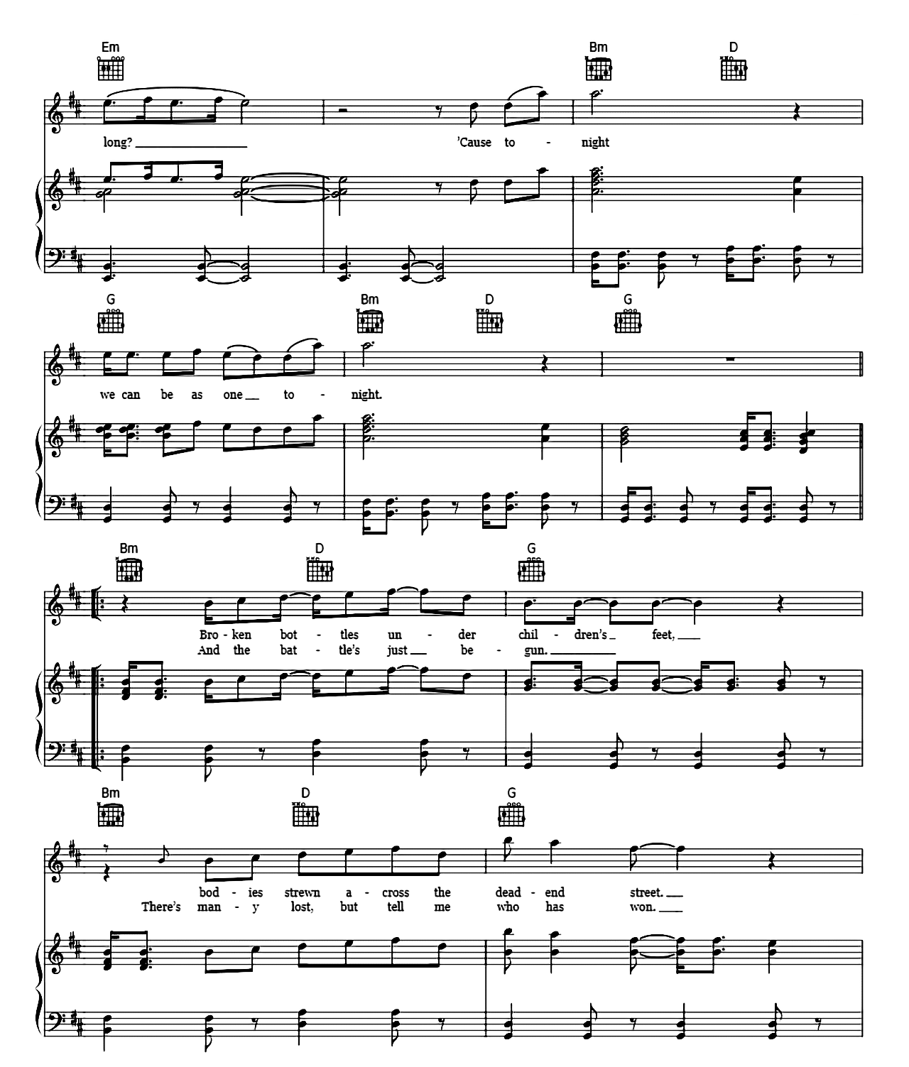 Sunday Bloody Sunday sheet music 2