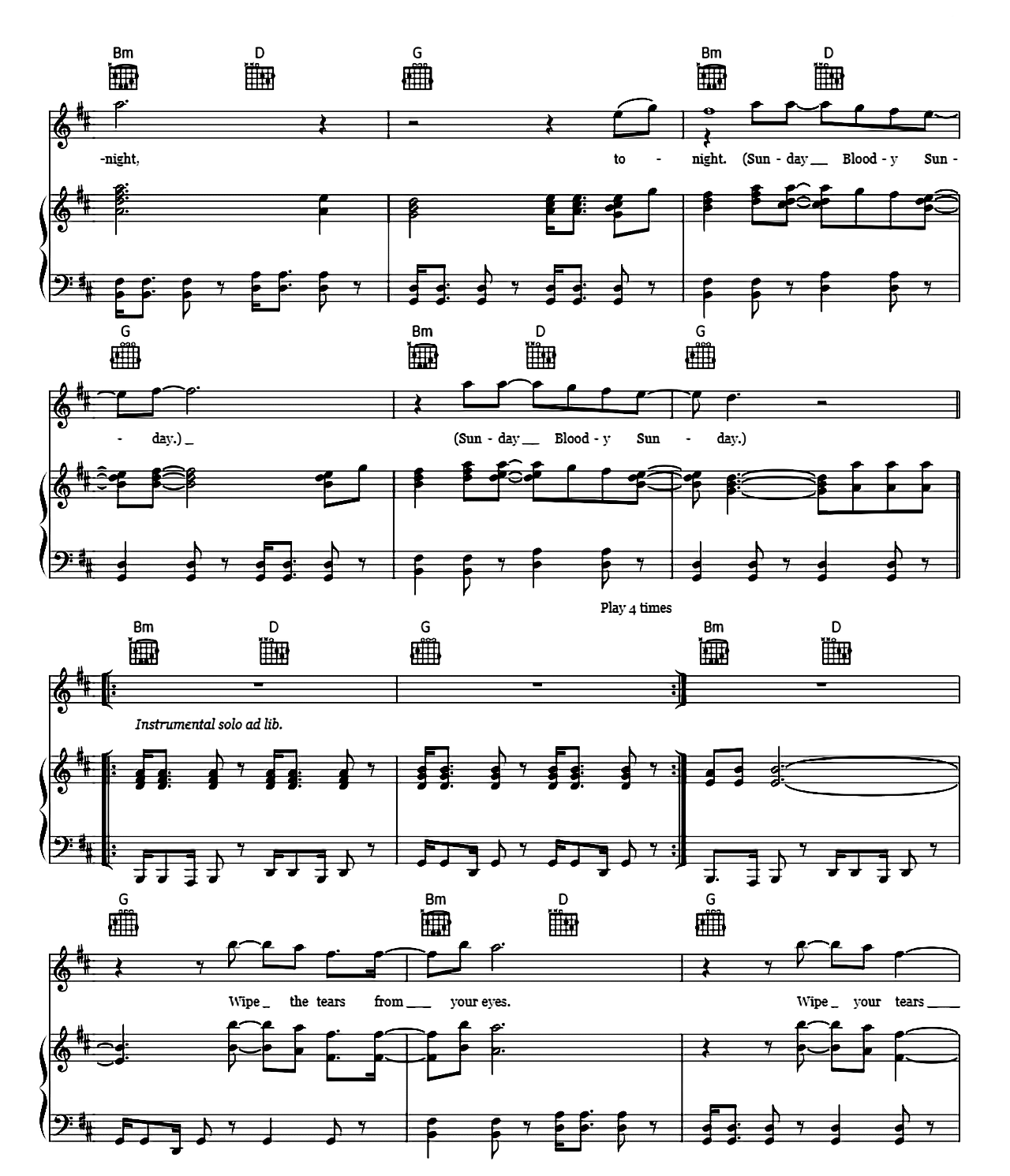 Sunday Bloody Sunday sheet music 5