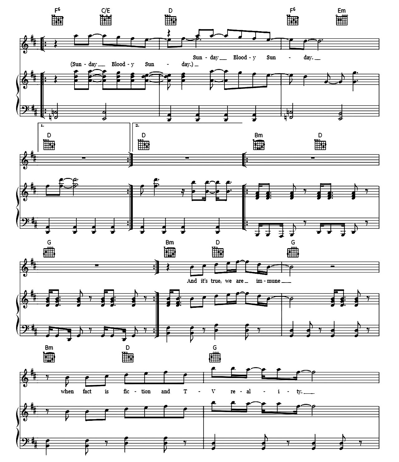 Sunday Bloody Sunday sheet music 7