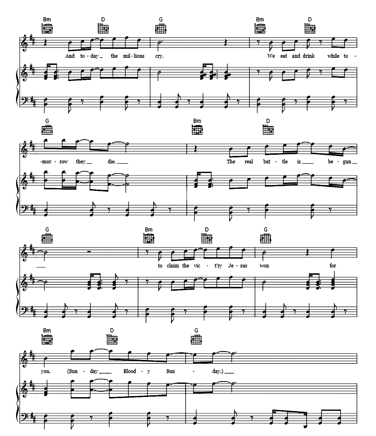 Sunday Bloody Sunday sheet music 8