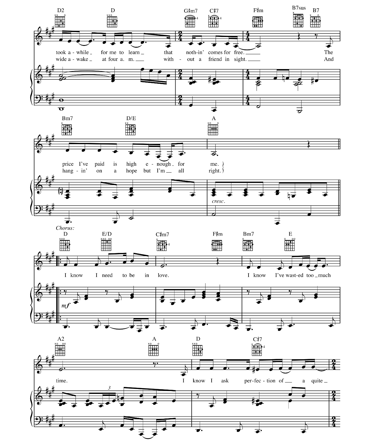 I Need To Be In Love sheet music 3