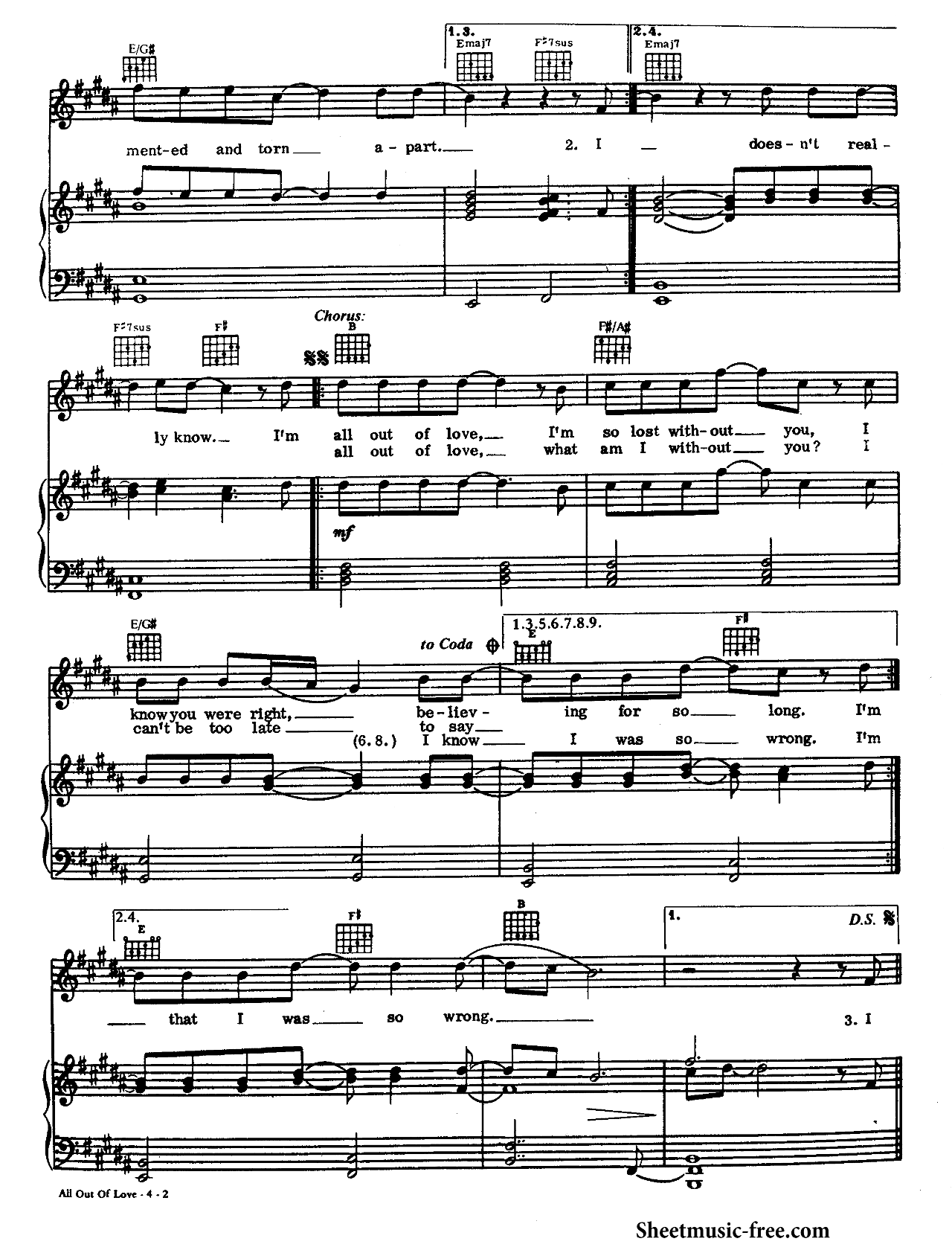 All Out Of Love sheet music 2