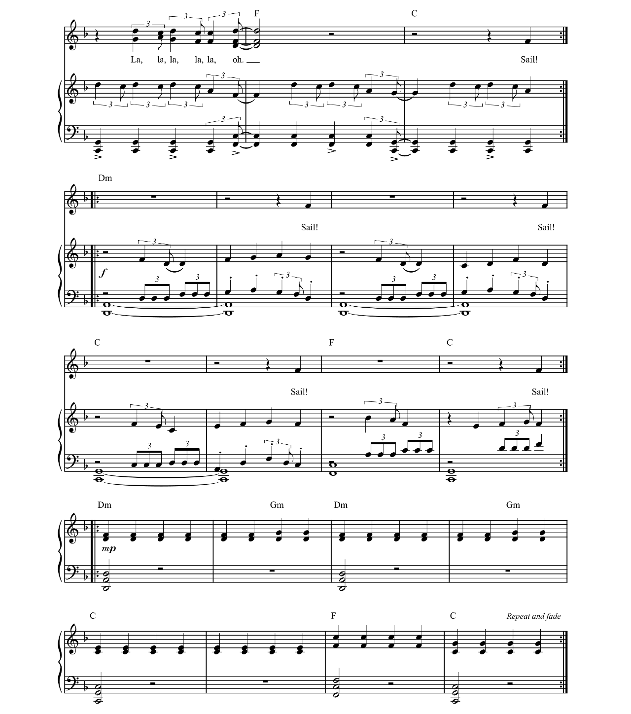 Sail sheet music 4