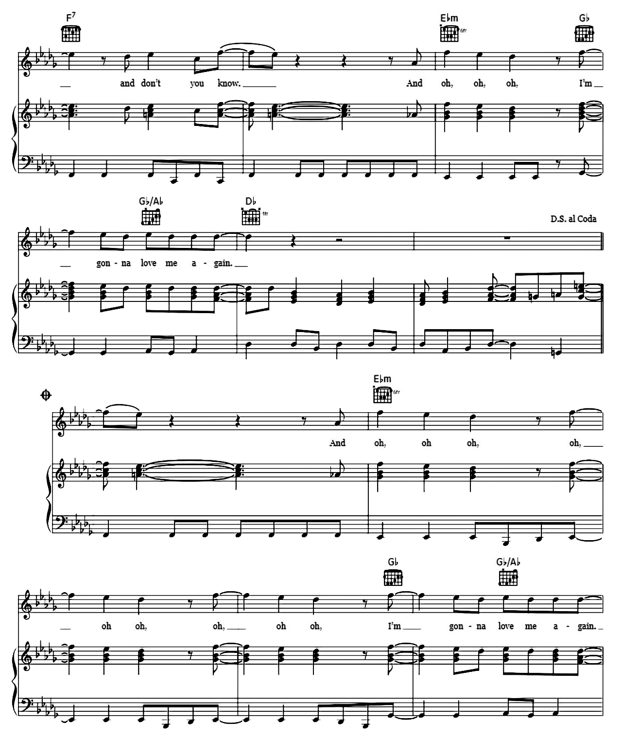 (I'm Gonna) Love Me Again sheet music 8