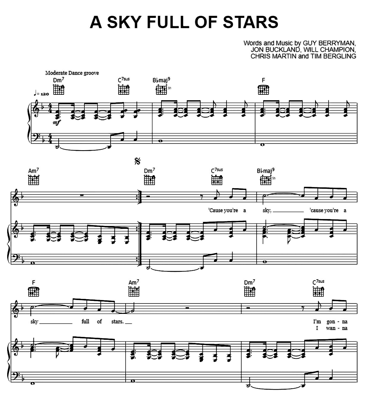 A Sky Full Of Stars sheet music