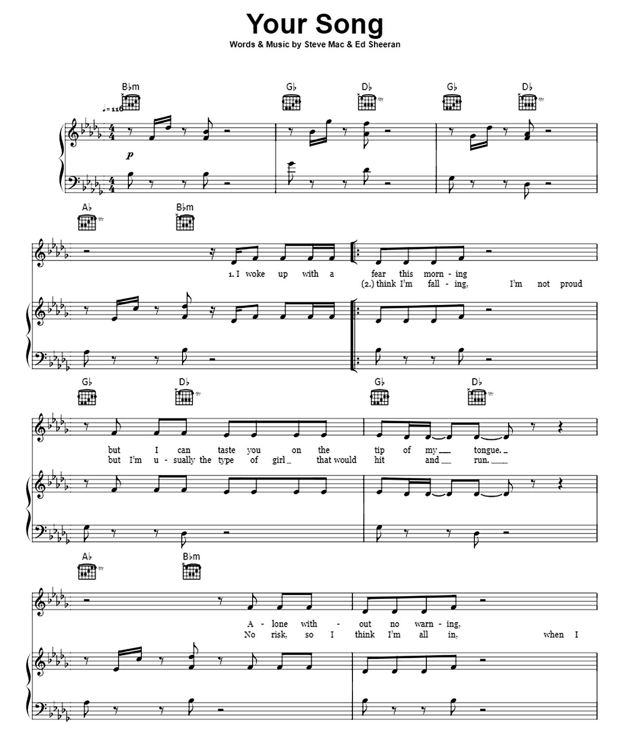 Your Song sheet music