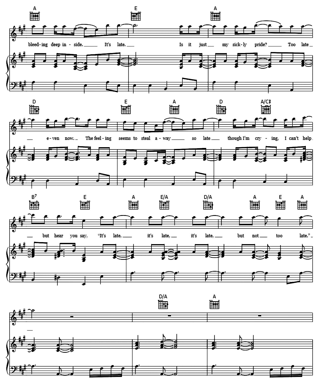 It's Late sheet music 3