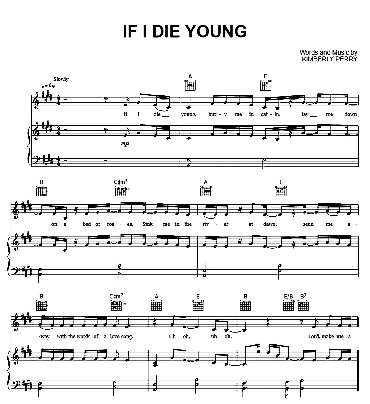 If I Die Young sheet music