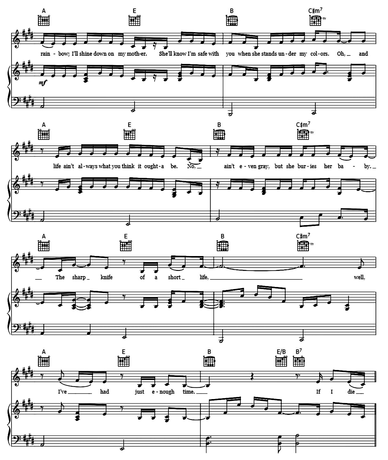 If I Die Young sheet music 2