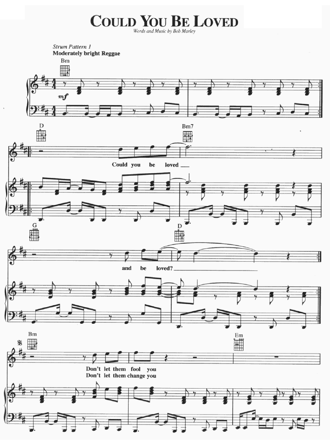 Could You Be Loved sheet music