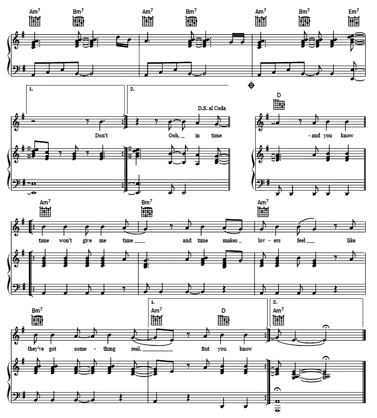 Time (Clock Of The Heart) sheet music 4