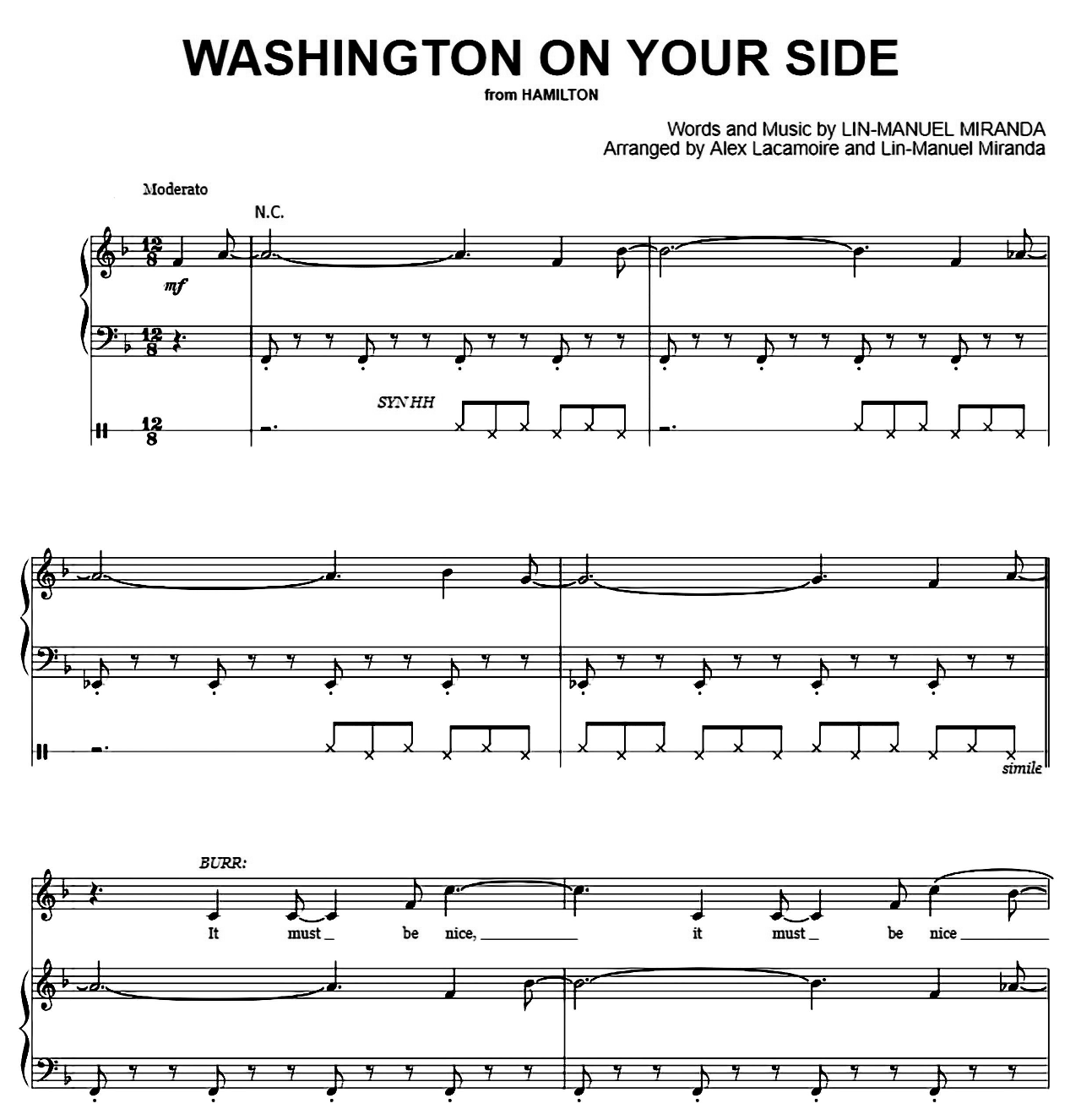 Washington On Your Side (from Hamilton) sheet music