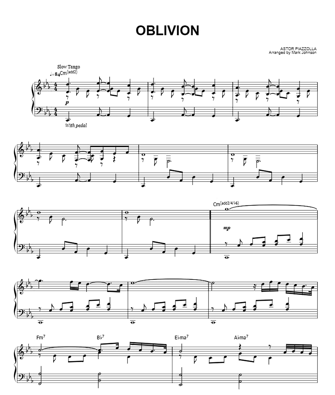 Oblivion sheet music