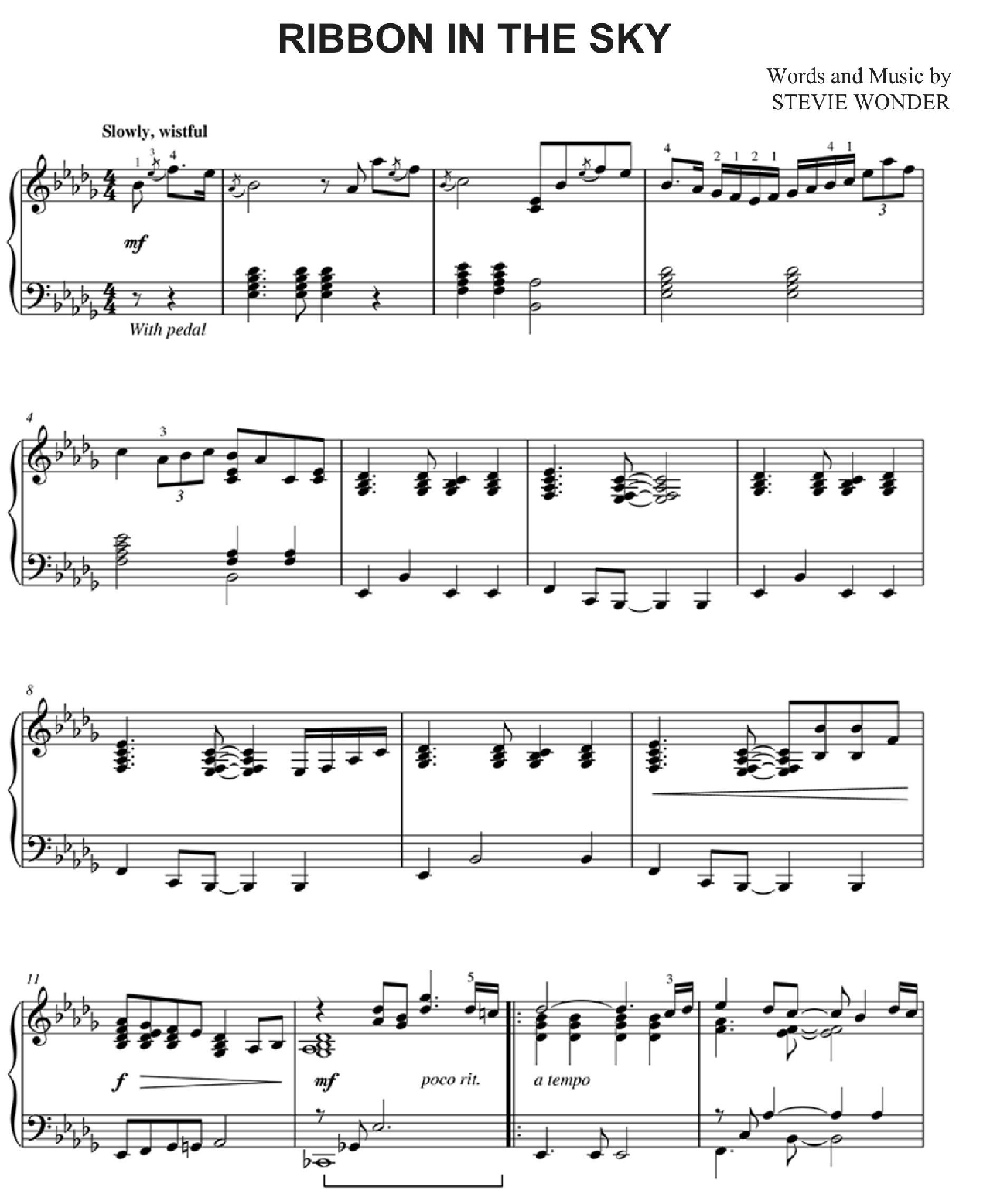 Ribbon In The Sky sheet music