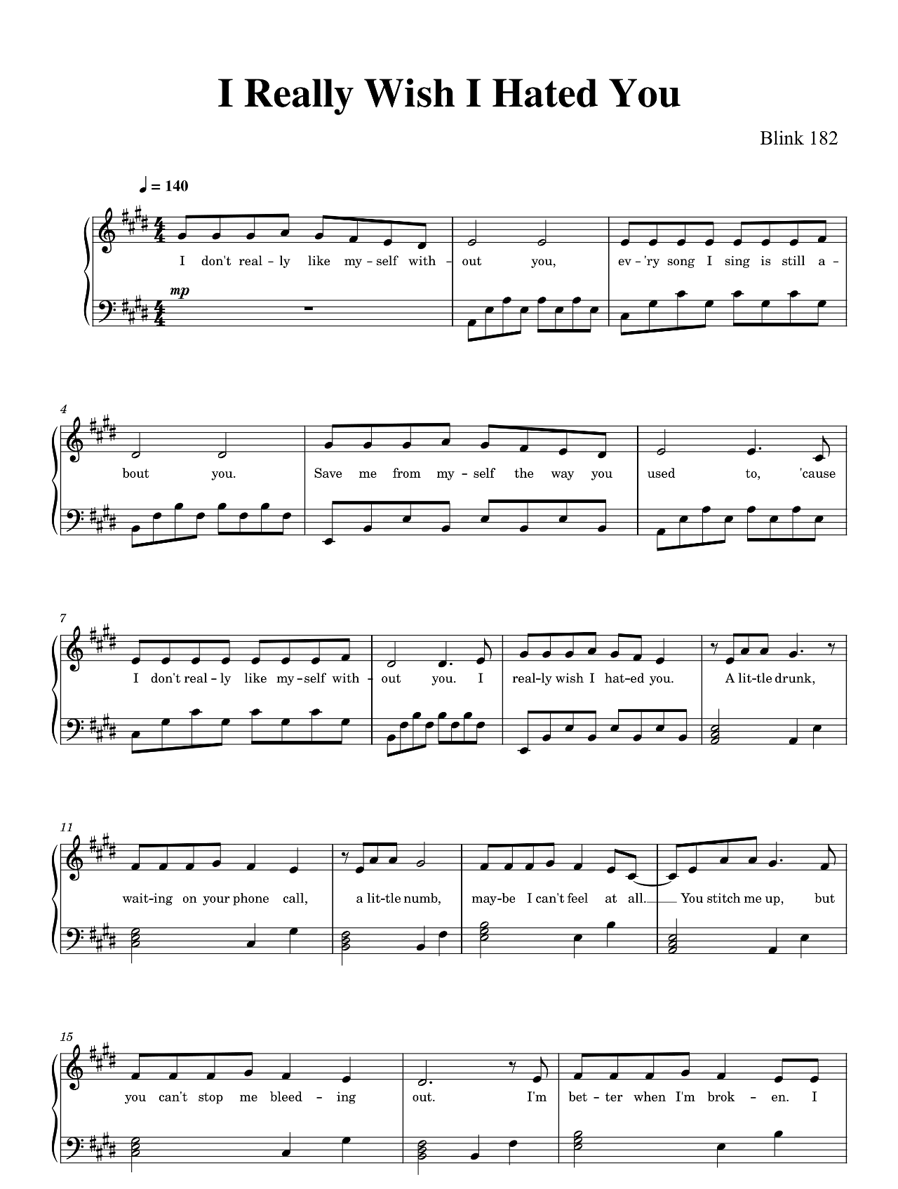 I Really Wish I Hated You sheet music
