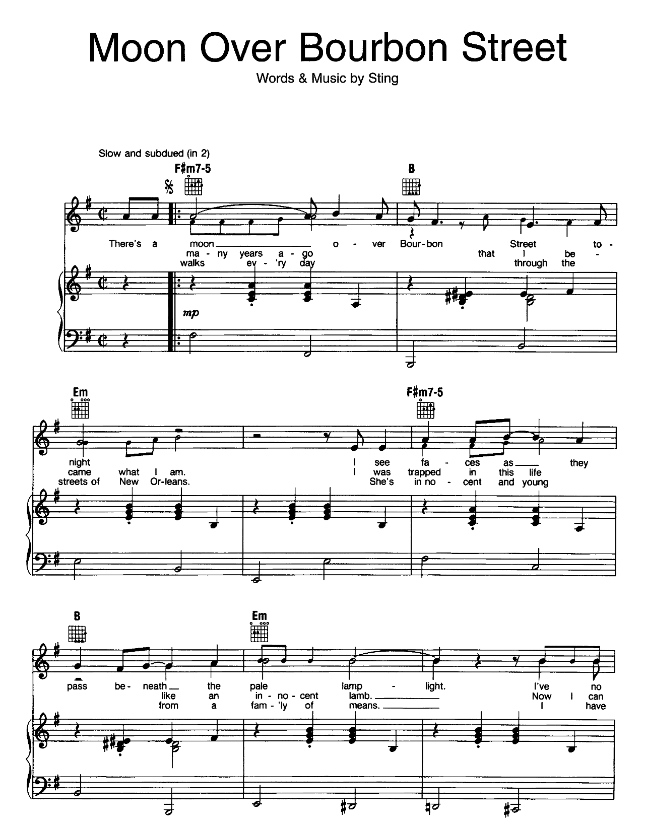 Moon Over Bourbon Street sheet music