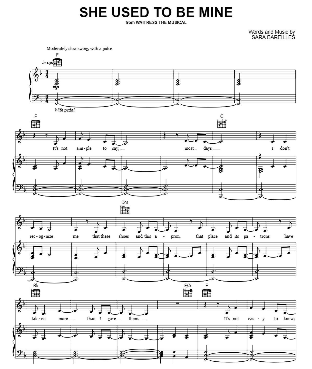 She Used To Be Mine sheet music