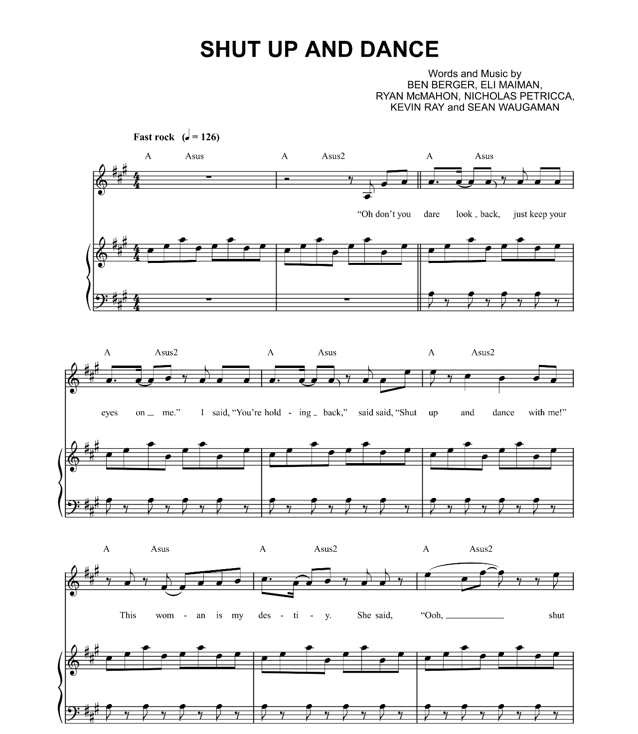 Shut Up And Dance sheet music