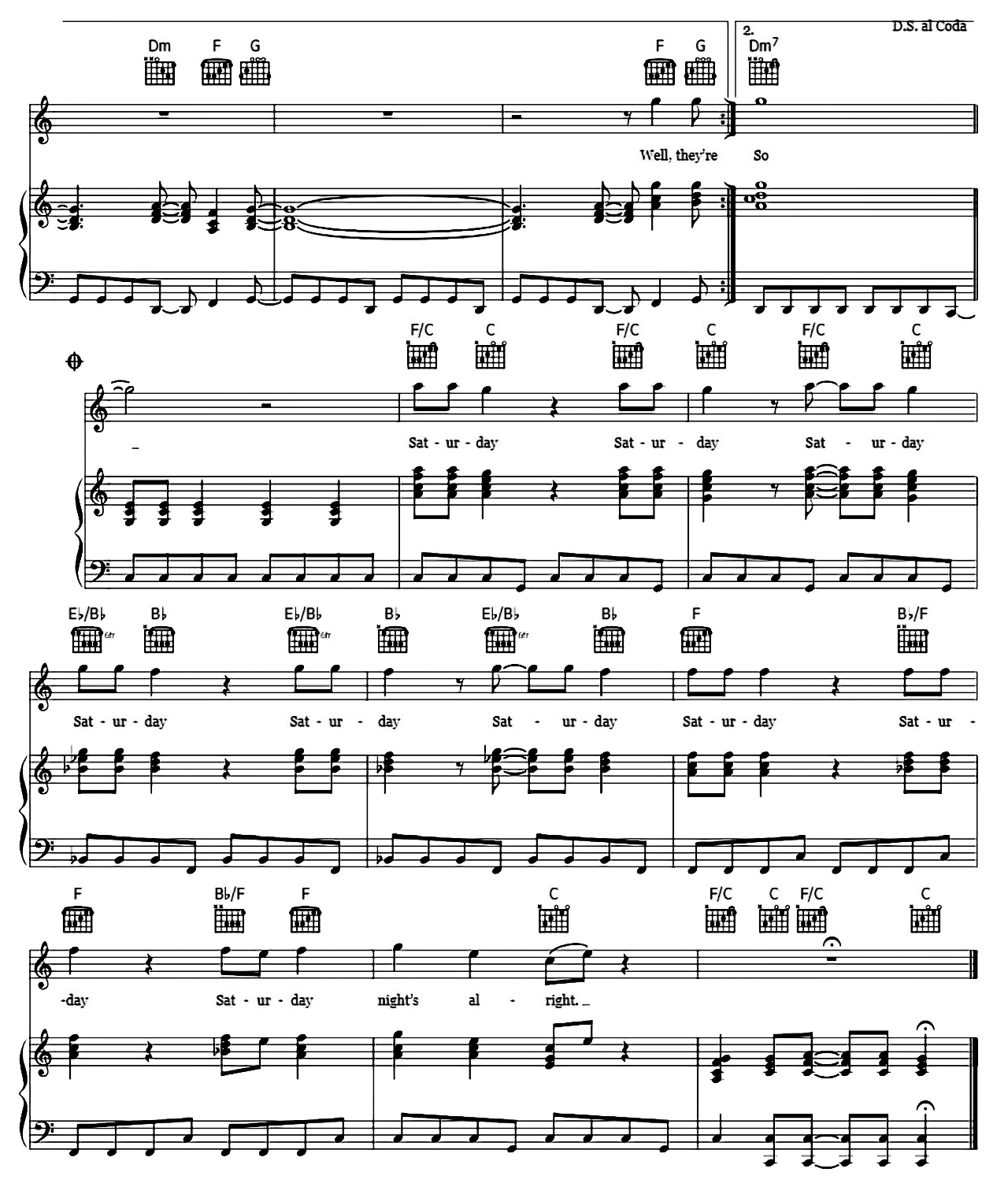 Saturday Night's Alright For Fighting sheet music 5