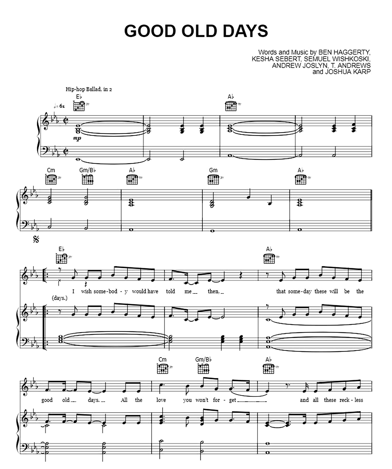 Good Old Days sheet music